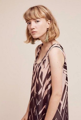 Vestido Anthropologie Floreat Serengeti 2 Piezas Midi XS Rubor Negro Seda Nuevo Etiqueta $188 - Imagen 2 de 6