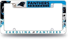 Carolina Panthers Metal License Plate Frame Tag Cover All Over Design Heavy...