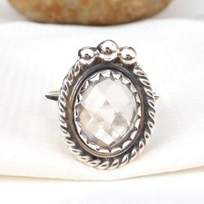 Natural Clear quartz Ring 925 Sterling Silver Crystal quartz Rock Crystal-R215