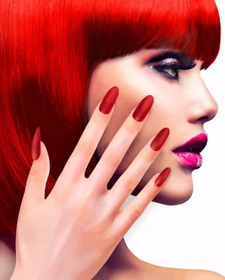 HORROR-SHOP Blutrote Selbstklebende Fingernägel mit Glitzer 12 Stück