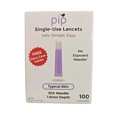 Pip Single-Use Lancets Typical Skin 30G 1.6mm Depth 100 Ct Sterile Exp 05/29