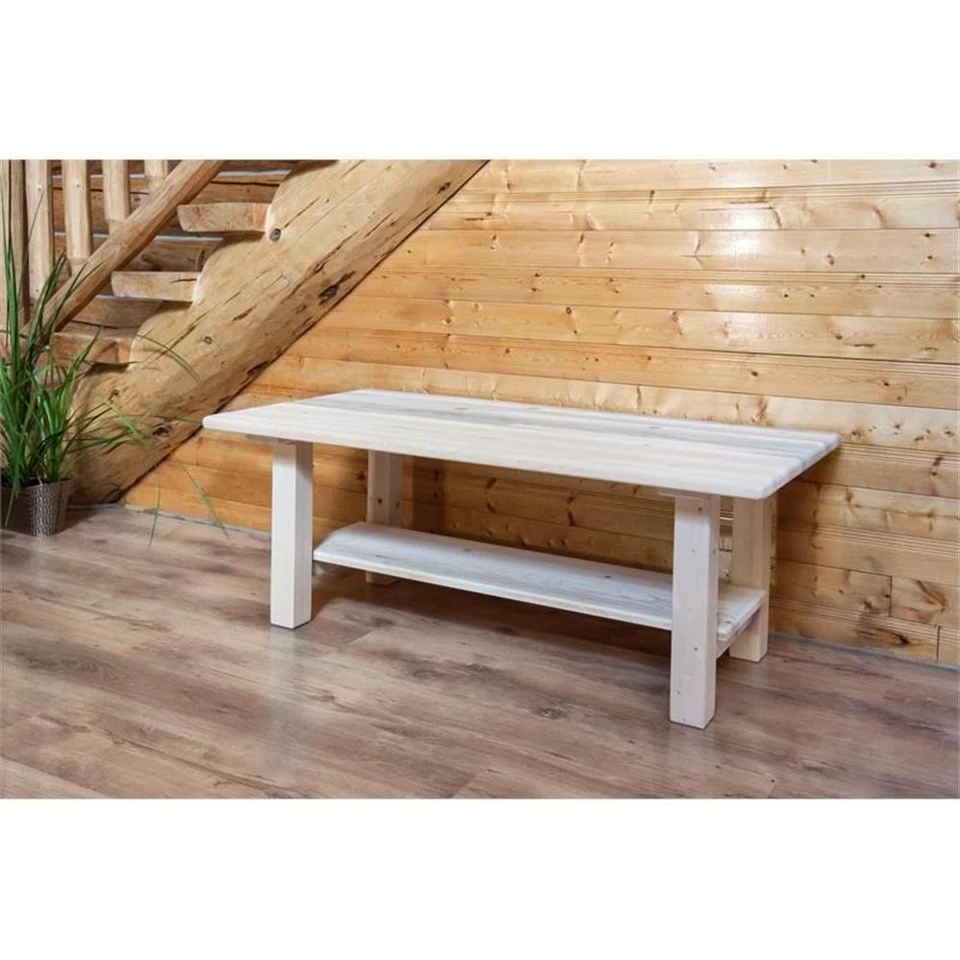 Montana Woodworks Homestead Solid Wood Coffee Table with Shelf in Natural - Image 2 of 4