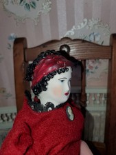 16" ANTIQUE Reproduction Molded Headband China Shoulder Head Doll Nicely Dressed