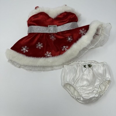 Build-A-Bear Fancy Red Velvet Holiday Xmas Fur Dress & Bloomer Teddy Clothes