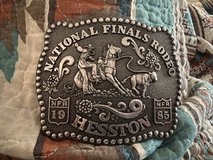 1985 Hesston NFR National Finals Rodeo Belt Buckle