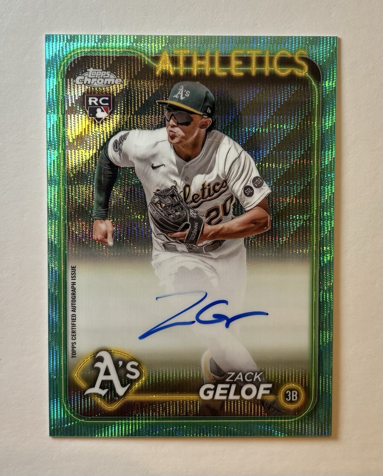2024 Topps Chrome Rookie Autographs Zack Gelof #RA-ZG Aqua Wave Refractor /199