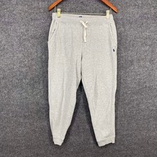 Polo Ralph Lauren Boys L 14-16 Heather Gray Jogger Sweatpants Navy Pony Logo