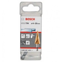 Bosch Stufenbohrer Hss-Tin, 4 - 20 Mm, 1/4 Zoll, 70,5 Mm, 9 Stufen