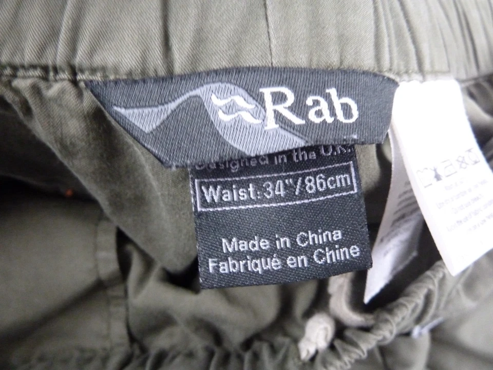 Pantalones Rab Capstone para Hombres Cintura Treinta y Cuatro Verde Mezcla de Algodón Ligeros Senderismo Foto 2 de 4