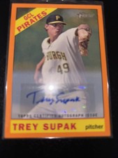 2015 Topps Heritage Minors Orange Auto Trey Supak 2/25 Pittsburgh Pirates