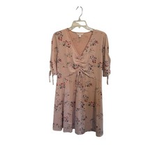 Pink Floral Mini Dress V Neck Coquette Fairycore Whimsical Easter Spring Medium