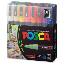 POSCA 16 Colors Fine Paint Marker Set, PC-3M 0.9-1.3mm PC-3M Brand New