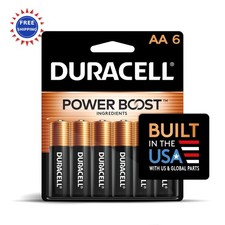 AA Batteries Duracell Coppertop 6 Count Power Boost Ingredients Pack Double