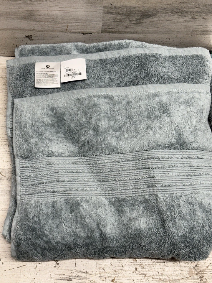 Set of 2 Hotel Collection Turkish 30" x 56" Bath Towels Vapor Blue New - Image 4 of 4