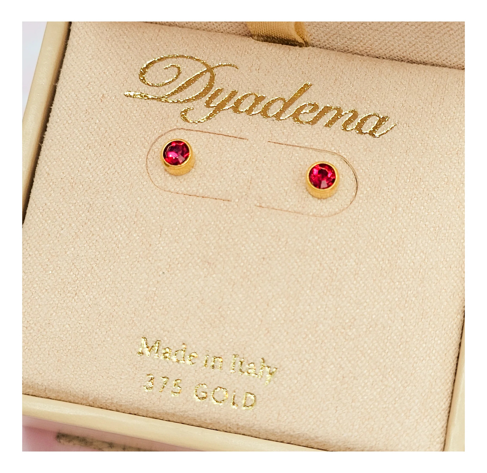 9ct Yellow Gold Ruby Red Bezel Stud Earrings - image 3