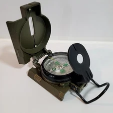 Pocket Army Style Compass Military Camping Hiking Survival w Canvas Belt Case
