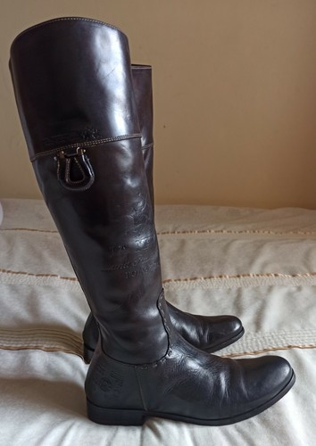 LA Martina Womens Dark Brown Polo Tall Leather Boots Size 36.5 | eBay