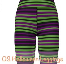 LulaRoe OS Halloween 2020 Striped Leggings - Black Green Berry - NWOT