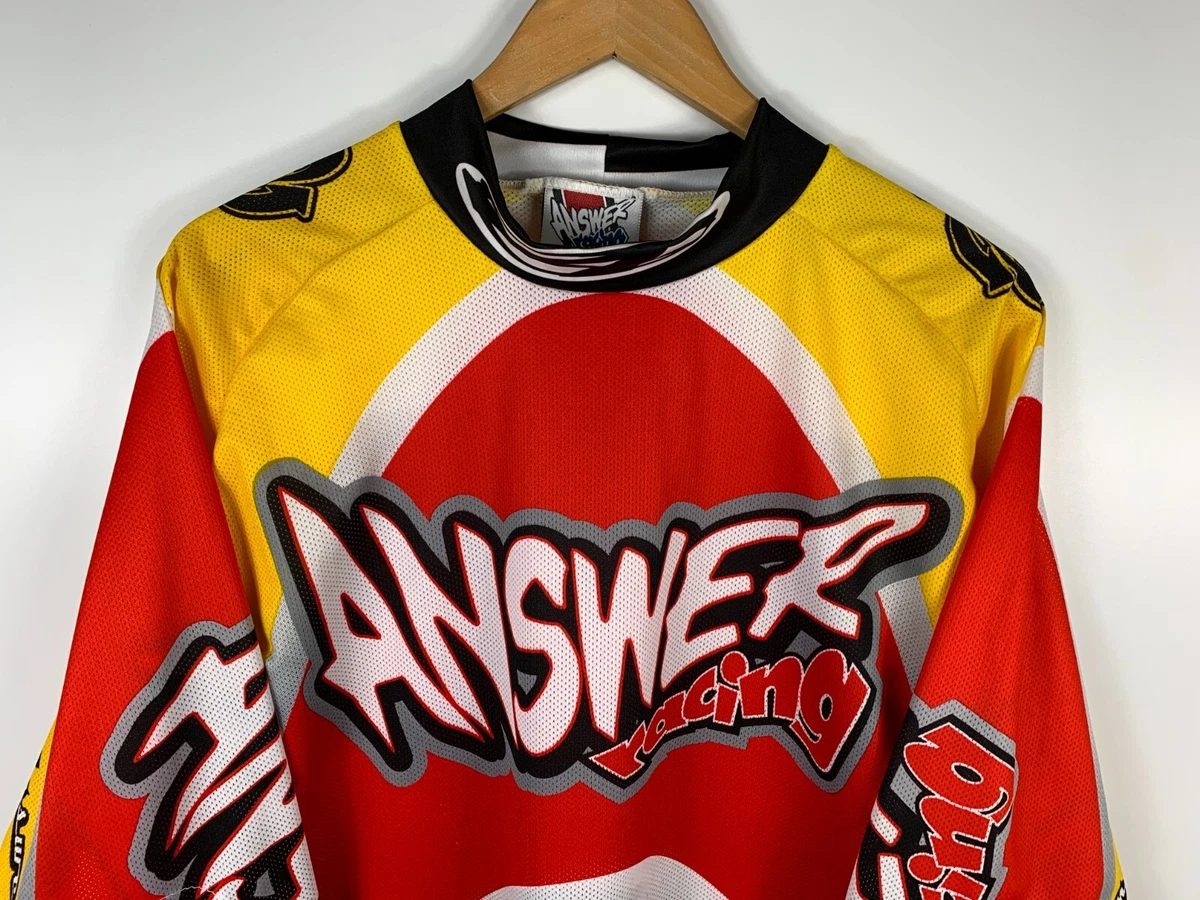 Vintage 90s Answer Racing Motocross Dirt Bike Jersey Long Sleeve Made in USA ~L