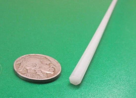 Varilla hexagonal de tinte blanco acetal Delrin 3/16" (.188") hexagonal x 48" de longitud, 2 unidades, 8 pies Foto 2 de 4