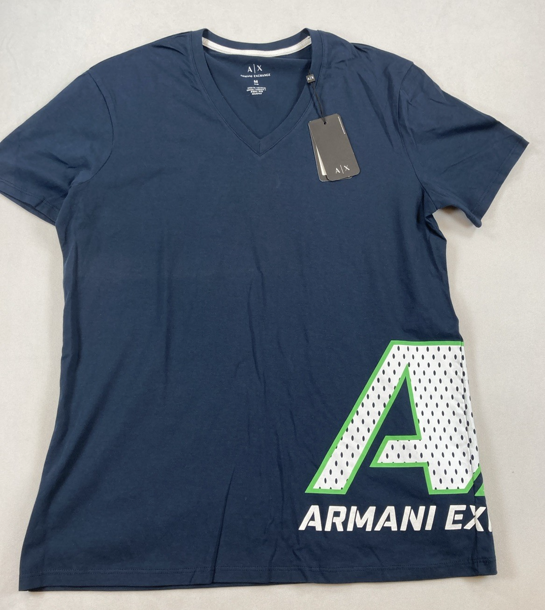 NWT AX ARMANI EXCHANGE Navy Logo T-Shirt, V Neck Cotton Top NWT AX ARMANI EXCHANGE Navy Logo T-Shirt, V Neck Cotton Top
