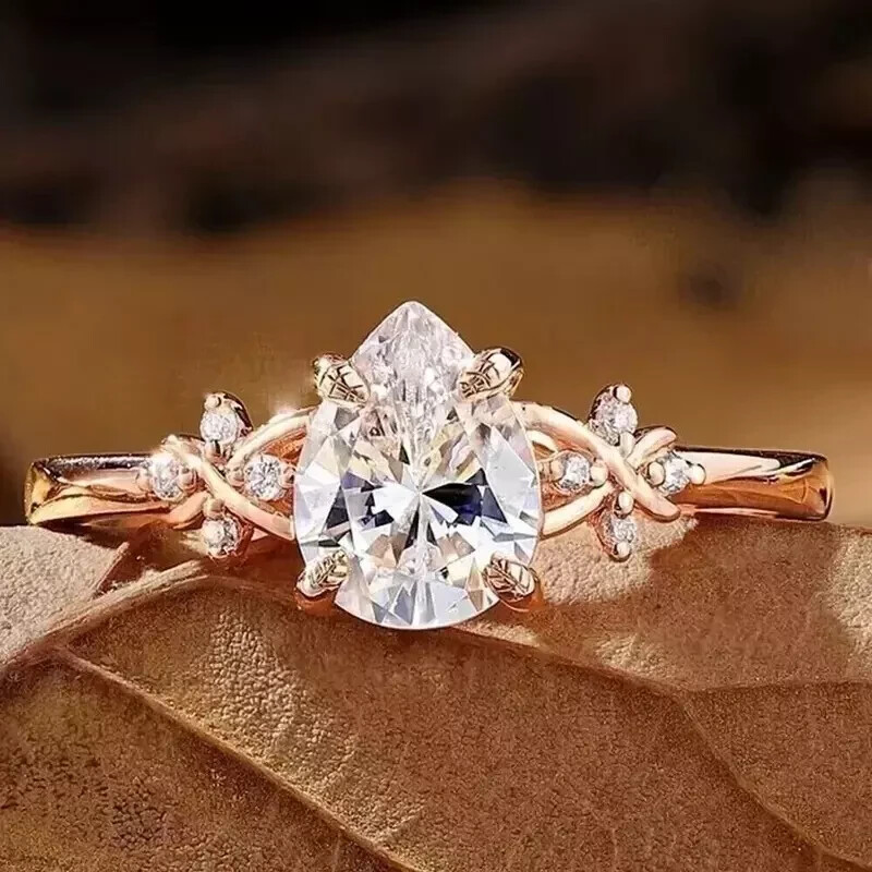 Ct Pear Cut Moissanite 14k Rose Gold Plated Solitaire