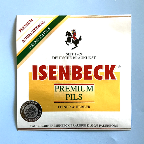 Altes Bieretikett , PADERBORNER ISENBECK Brauerei +1990 , Paderborn /NRW #1222#