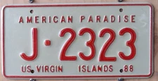 US VIRGIN ISLANDS - ST JOHNS- CARIBBEAN ISLAND license plate  1988  RANDOM NUMBE