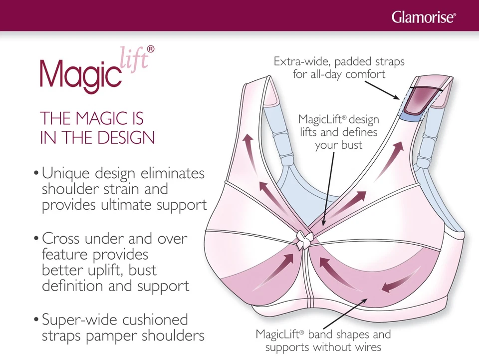 Sujetador multidireccional Glamorise entrecruzado 50H (2 vías) CONVERTIBLE negro ¡NUEVO AHORRA! Foto 4 de 4