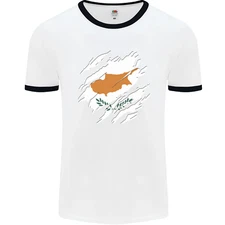 Torn Cyprus Flag Cypriot Day Football Mens Ringer T-Shirt