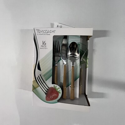 Tomodachi TMF81416TC  16 Piece Dali  Wood Look Hampton Forge NIB Flatware