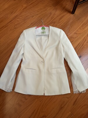 Jonathan Simkhai White Lace Accent Blazer