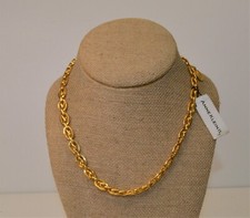 Image of NWT ANNE KLEIN Old Stock Gold tone 17" Double Links Chain w Round AK Logo