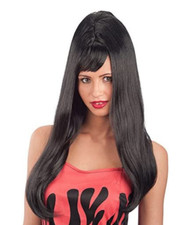 Black Beehive Wig Womens Fancy Dress Halloween 50s 60s Back Combed Twiggy