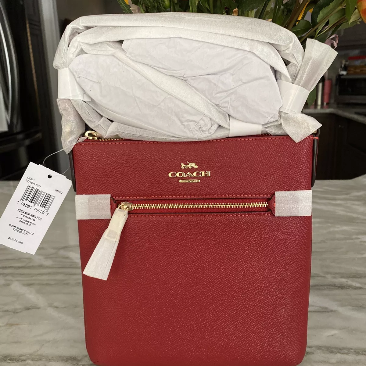 Coach Mini Rowan File Red Crossbody Bag