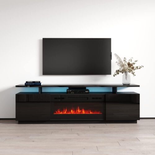 Meble Eva KBL TV Stand with Electric Fireplace, LED Lights, Grey Finish - Picture 7 of 28