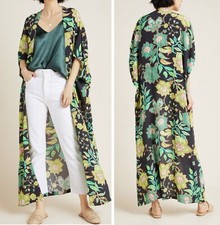 NWT Anthropologie Bel Kazan Floral Duster Maxi Kimono, One Size