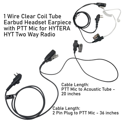 10-Pack Earbud+Earpiece Headset PTT Mic 2-Pin for HYTERA HYT Two Way Radio - Picture 4 of 7