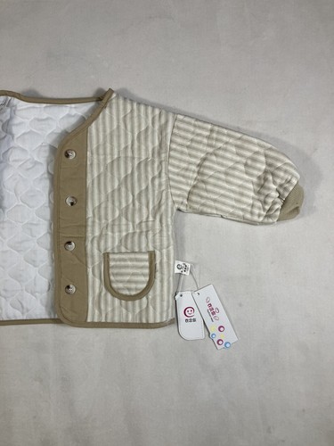 Boys Unbranded Kid's Soft Cloth Shacket Cute - Light Brown Striped Pocket Beige - Picture 2 of 8
