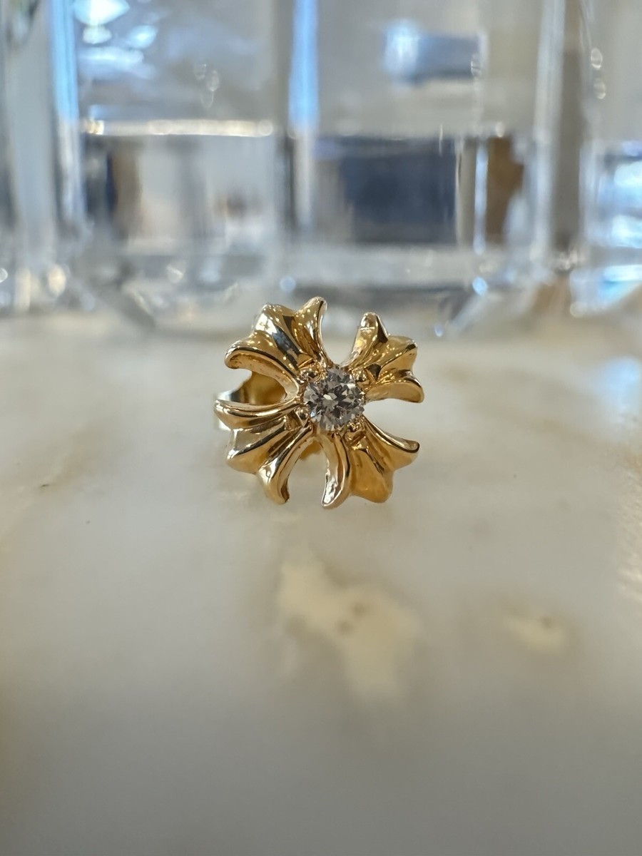 Chrome Hearts 22k Yellow Gold Diamond Plus Stud Earring NEW | eBay