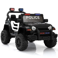 12V Police Car Ride-on Truck, Battery-Operated Electric Vehicle for Kids w/Music