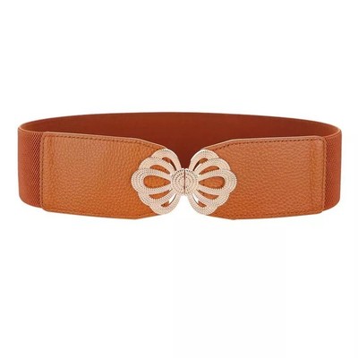 Women Dress Genuine Leather Wide Stretch Elastic Cinch High  display picture 2
