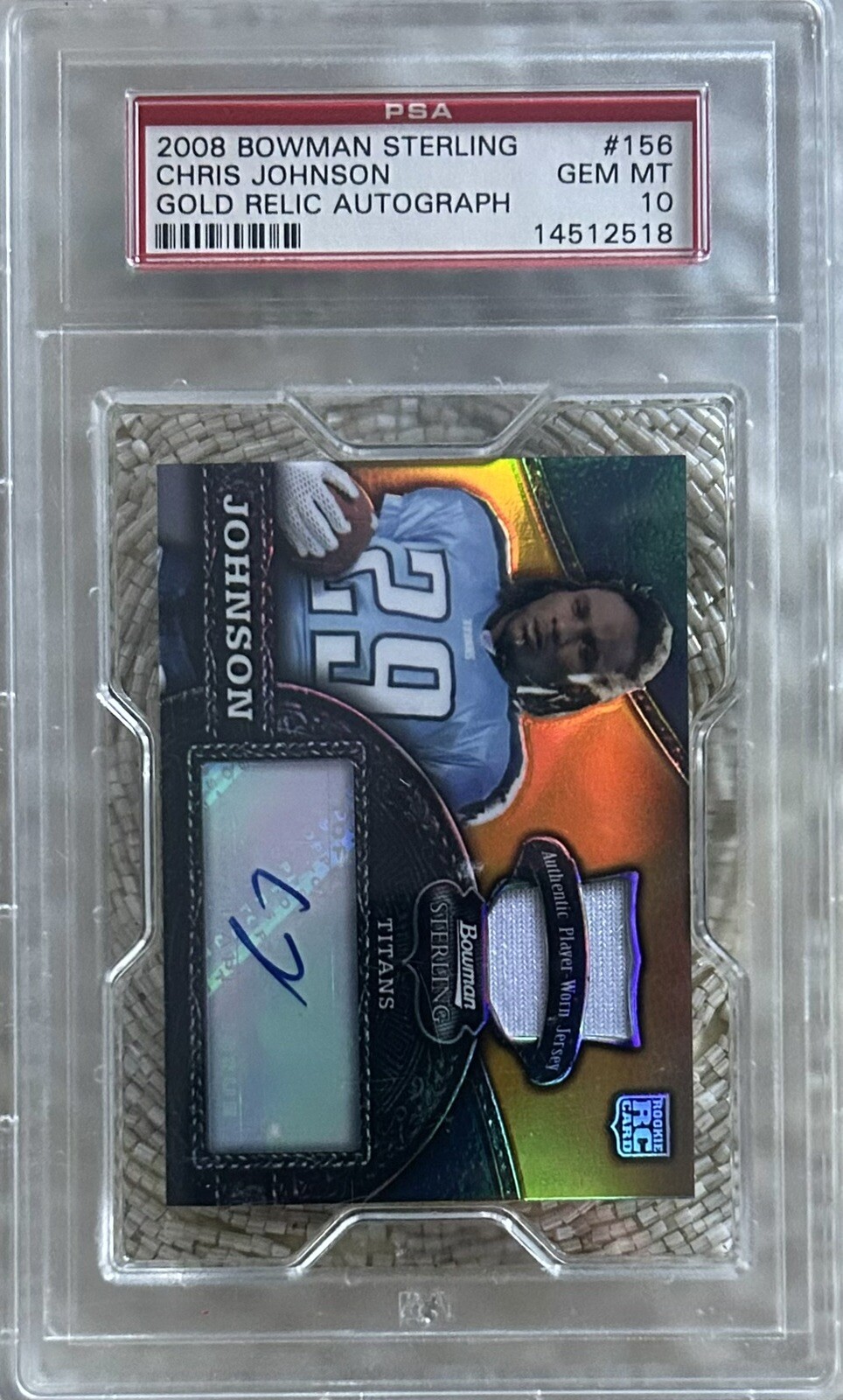 Chris Johnson Bowman Sterling #156 Gold Relic Autograph