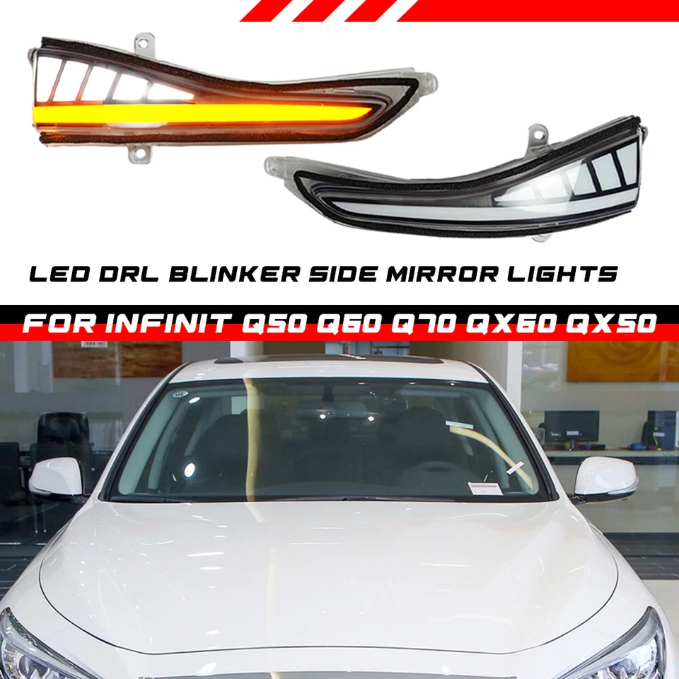 2-COLOR Side Mirror Sequential Turn Signal Light For Infiniti Q50 Q60 QX50 QX60 — 第 3/4 张图片