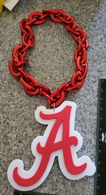 New NCAA ALABAMA CRIMSON TIDE Big Fan Chain RED Necklace with Foam LOGO. Bama