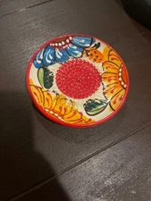 Rupi 1980 Hand-Painted Spanish Ceramic Grater Dish – Talavera Style Floral Desig