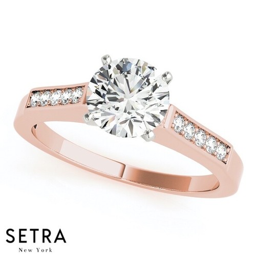 Round Cut Lab Created Diamond Engagement Ring 14k Gold - Picture 2 of 5