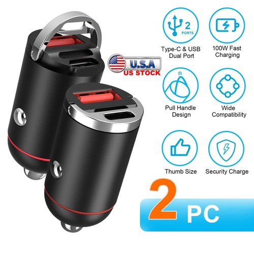 QC4.0 Dual USB Type-C PD Car Charger Cigarette Lighter Adapter 100W Fast Charge - Picture 15 of 16
