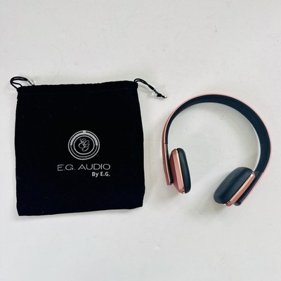 E.G. Audio Wireless Bluetooth Headphones Rose Gold Black w/ Pouch