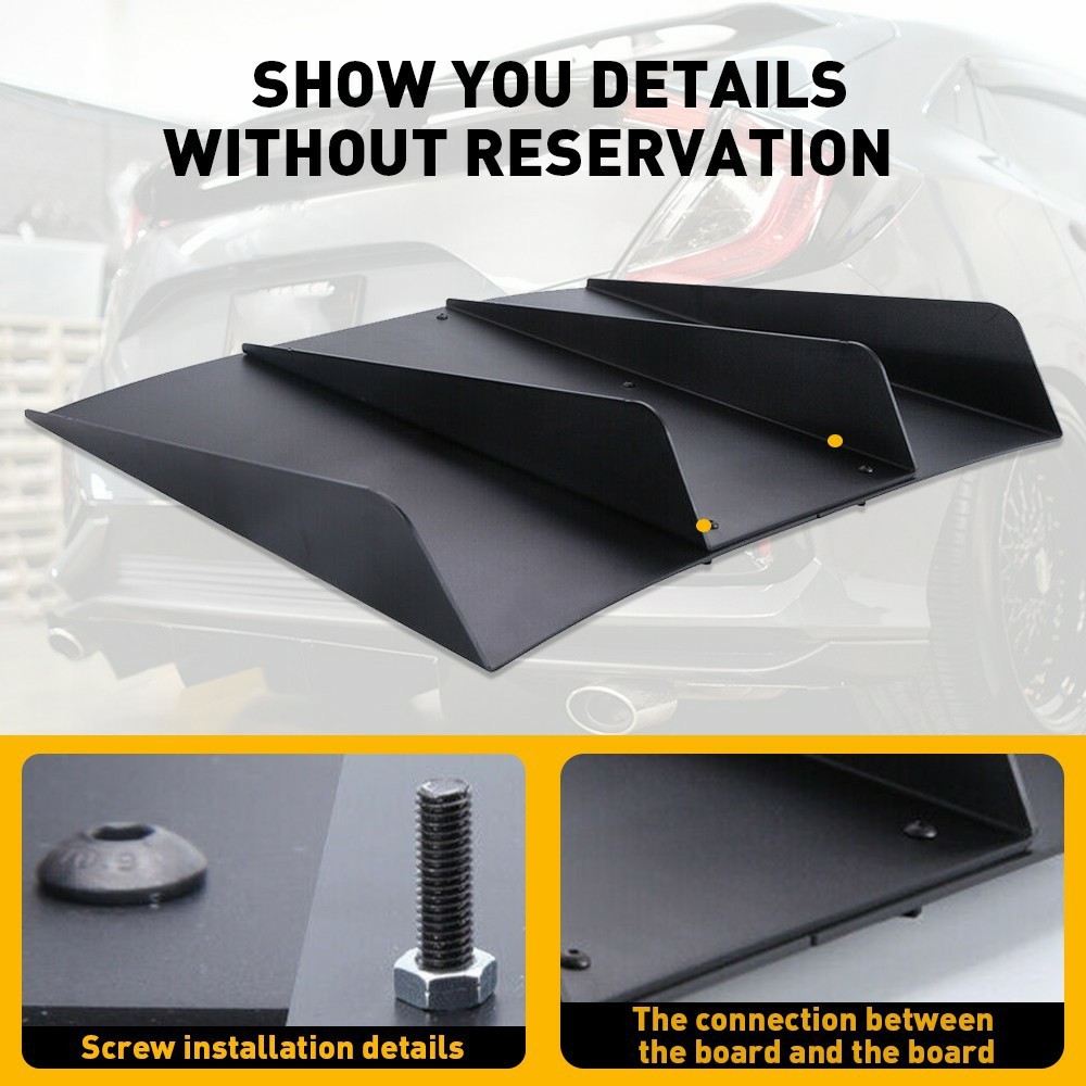 Rear Bumper Diffuser Shark Fin Spoiler Lip Splitter+Diffuser Splitter Black US